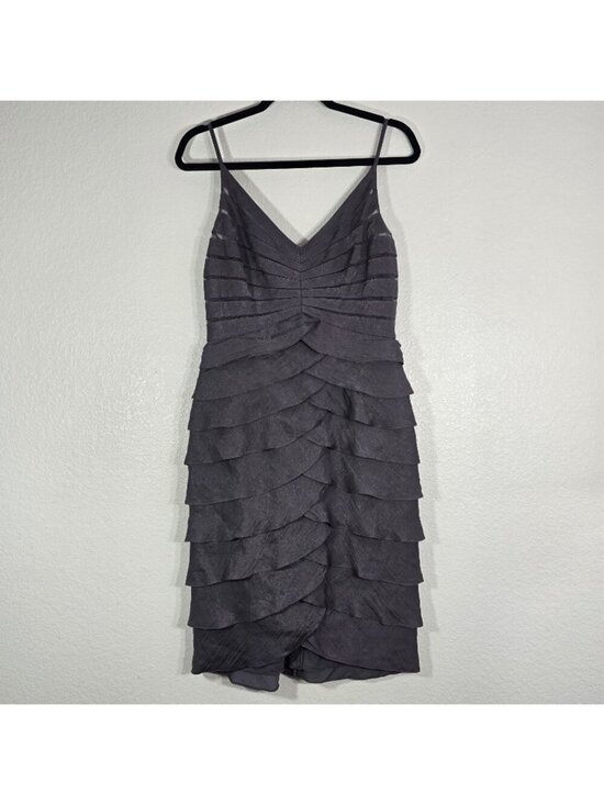 Adrianna Papell Dresses & Skirts - Adrianna Papell Occasions Ruffle Cocktail Dress Women Size 8 Gray Tiered Party
